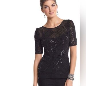 White House Black Market Sequin Mesh Top